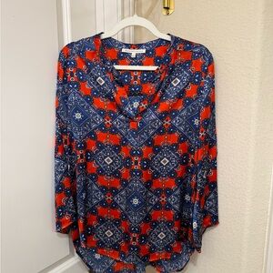 Daniel Rainn - Women's Red and Blue Patterned Top